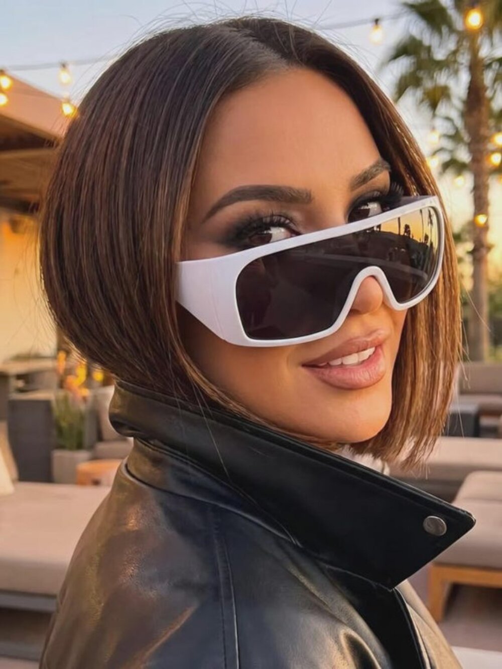 White Futuristic Shield Sunglasses - Oversized Visor Shades